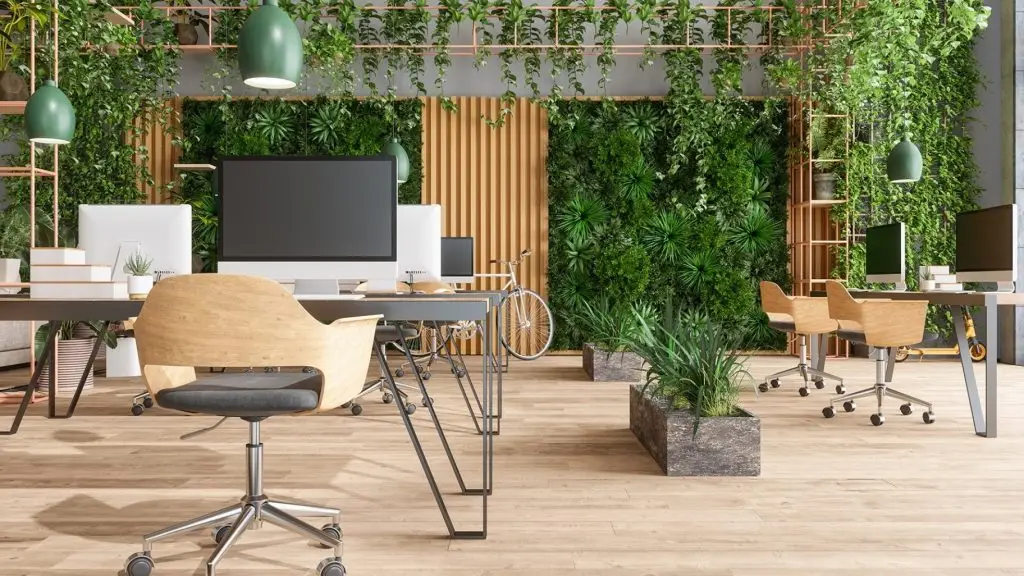 desain kantor ala startup - dominasi elemen hijau
